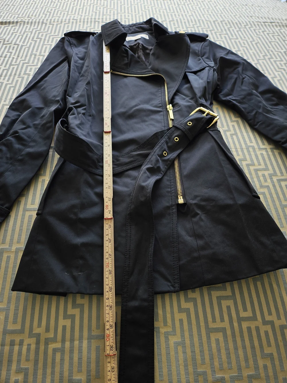 Michael Kors Black Trench Coat with Gold Hardware